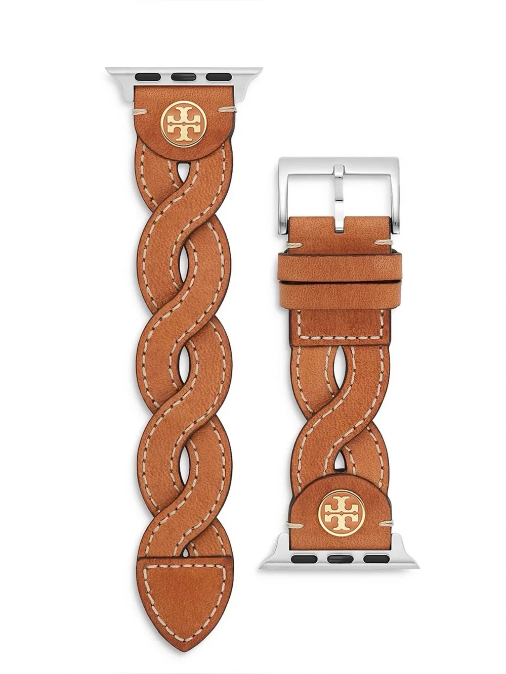 Tory Burch Brown Braided Leather Apple Watch Band 38mm-42mm